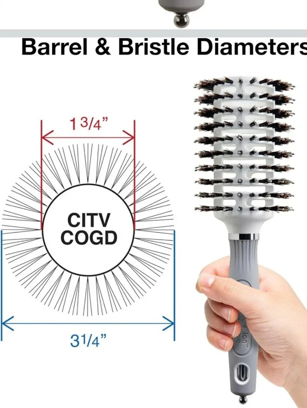 Ceramic + Ion Grande Round Vent Brush - White and Black